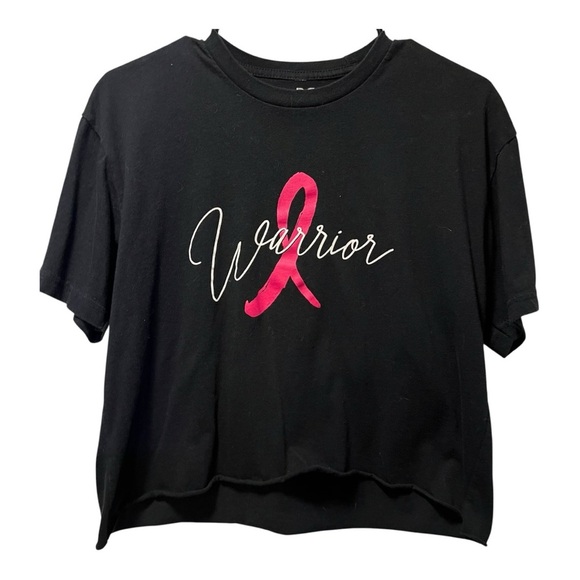 Breast Cancer Warrior Black Crop T-Shirt - Picture 1 of 4
